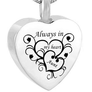 Collana di urna a forma di cuore per sempre nel mio cuore ciondolo a catena di serpente ricordo cenere commemorativa - Product Image 1