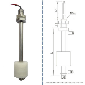 Interrupteur à flotteur magnétique en acier inoxydable M10 M12 à montage supérieur pour le contrôle du niveau d'eau, résistant aux hautes températures et aux hautes tensions - Product Image 4