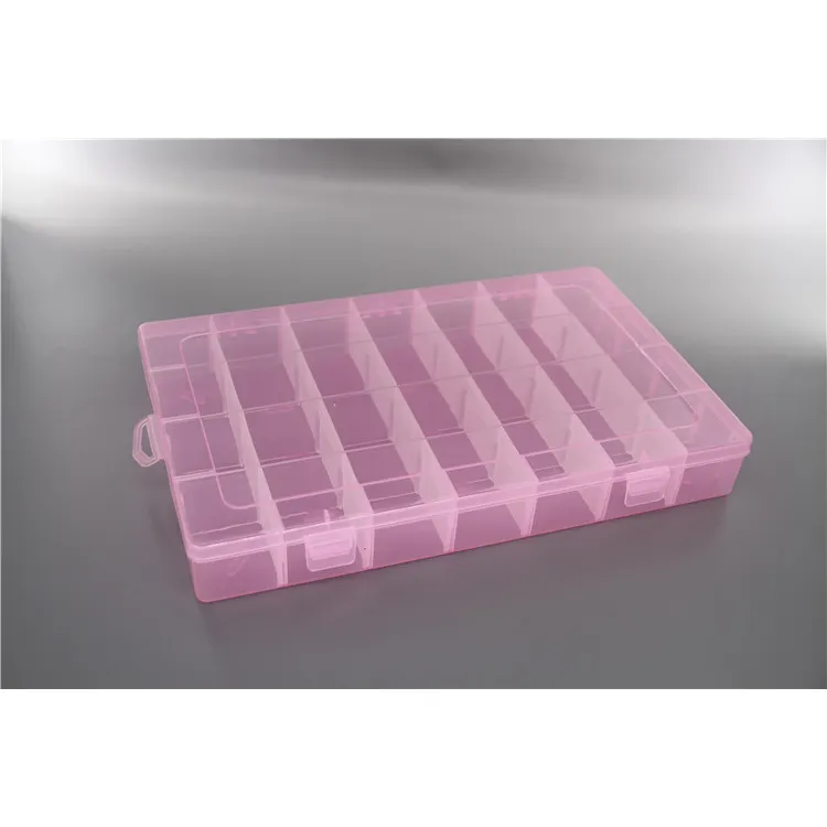 Factory price good quality pink 28 grid hygiene plastic storage box for medicine