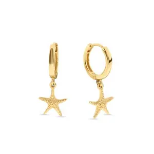 Bohemian Jewelry 925 Sterling Silver Plain Starfish Star Hoop Huggie Earrings Factory Wholesale