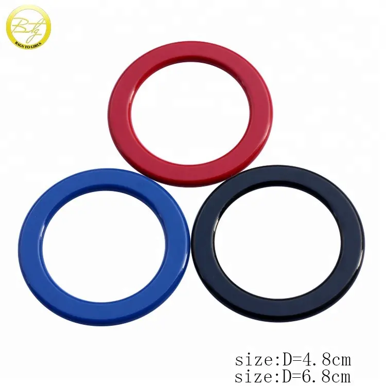 In lega di zinco dipinto a colori metallo rotonda anelli di marca logo in metallo di grandi dimensioni O ring per della borsa della cinghia del metallo del cerchio anelli