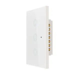Interruptor de parede inteligente eua, interruptor de parede inteligente wifi 3 grupos para casa inteligente interruptor de toque na parede funciona com alexa