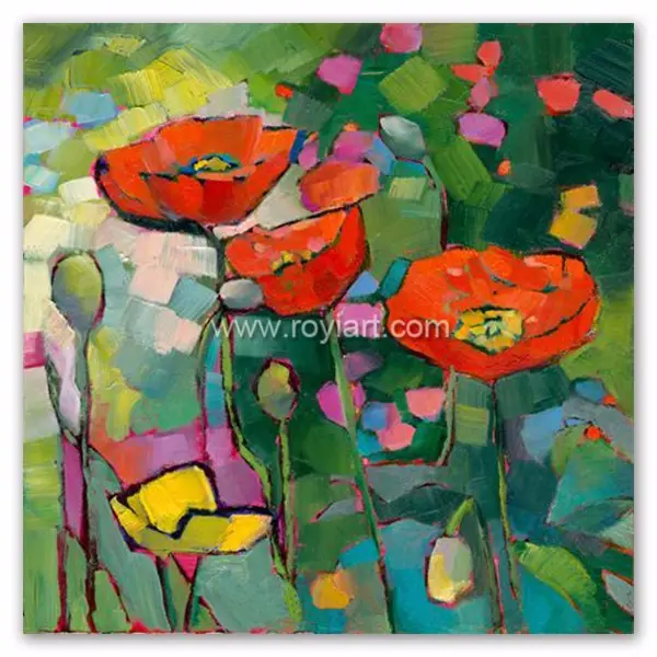 Home wall simple design modern decorative canvas poppy flower oil painting