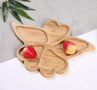 Bandeja em forma de borboleta bambu, placa de madeira, para crianças