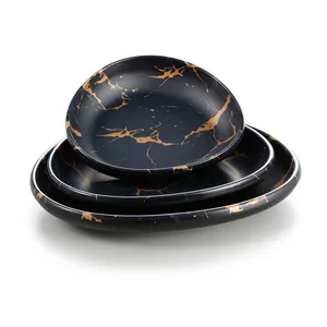 Metallic flower black matt melamine serving Indian bowl