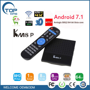 2017 smart TV CAJA Reproductor S912 Android 7.0 <span class=keywords><strong>KM8</strong></span> PRO 1G/8G Set Top Box con kodi 17.0 1000 M Dual wifi - Product Image 1