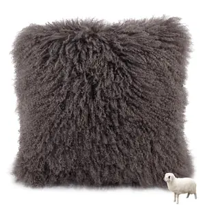 Factory newest Mongolian wool curly lamb shearling fur pillow