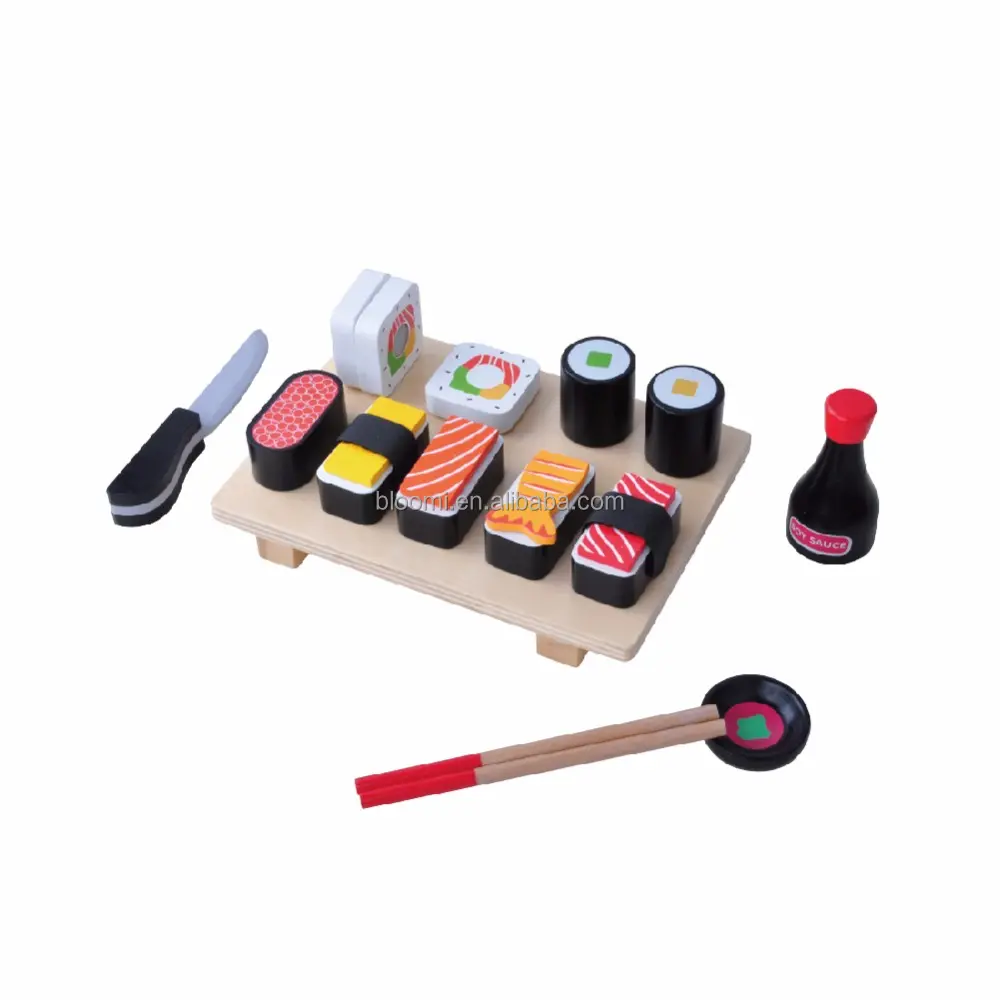 17pcs giocattoli educativi per bambini 3d fai da te in legno da cucina cibo di legno sushi set di gioco