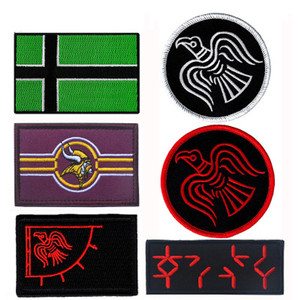 Flag Patch Odinic Norse Raven Flag Patch Hook distintivi tattici ricamati per zaino