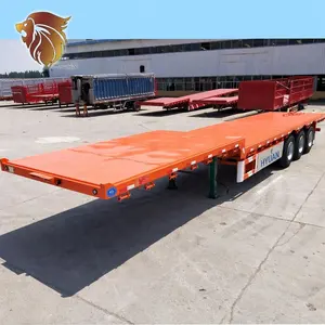 HYUAN 20ft 40ft flatbed และตู้คอนเทนเนอร์กึ่งรถพ่วงแพลตฟอร์มกึ่งรถพ่วงสำหรับขาย