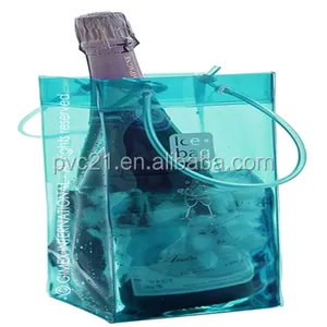 Produsen tas pendingin anggur lipat PVC tas anggur bening botol ember tas es dingin