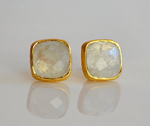 925 sterling silver Rainbow Moonstone or vermeil boucles d'oreilles - Product Image 1