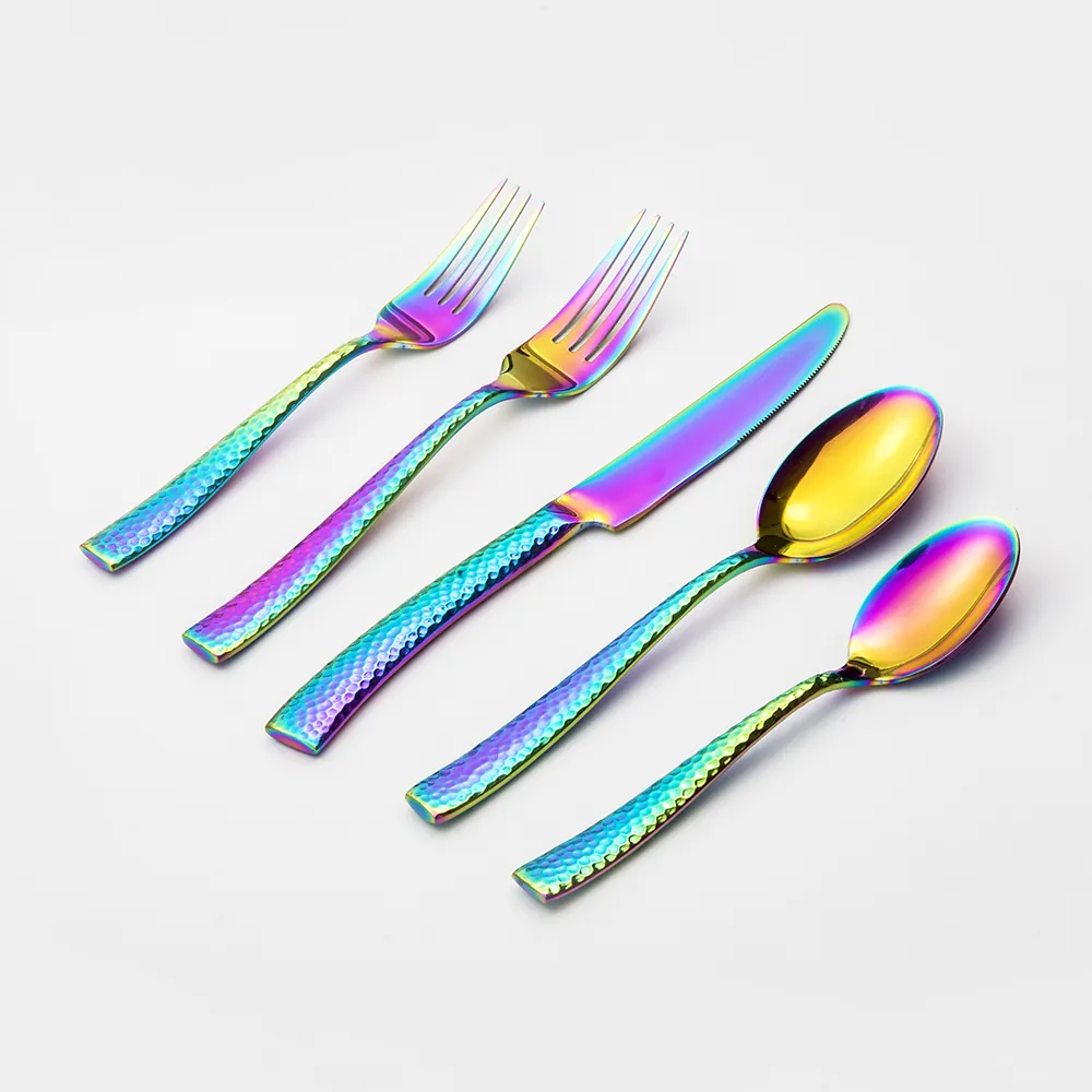 Cầu Vồng Rèn Dao Kéo Thiết Lập, Rèn Nặng Trọng Lượng Flatware Cho Đám Cưới