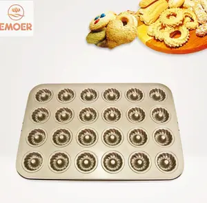 Moule à biscuits pour cupcakes et muffins 24 trous en acier au carbone pour 24 tasses