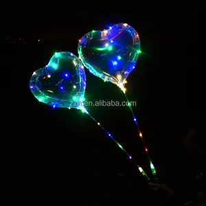 Wholesale 18" Colorful Bubble Balloon Party Decorations Led String Heart Shape Bobo Balloon For Valentine Gift