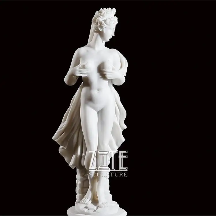 Gaya Barat Marmer Alami Nude Patung Wanita Alabaster Patung
