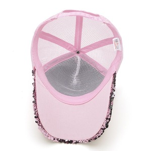 Vente en gros deux tons femmes et hommes chapeau en maille personnalisé moins cher casquettes paillettes paillettes maille mode casquette de camionneur - Product Image 4