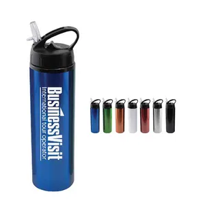 24 oz Kids Aluminum Water Bottle with Sports Sipper Flip Straw