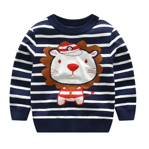 Lion Sweater Rajut Bayi Laki-laki, Baju Hangat Kartun Musim Dingin untuk Anak Laki-laki