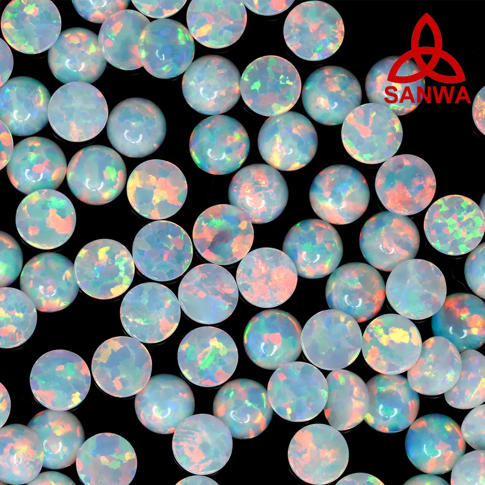 Customized 3mm lab created opal cabochon  synthetic opal loose beads in 92 colors direct wholesales for created fashion jewelry