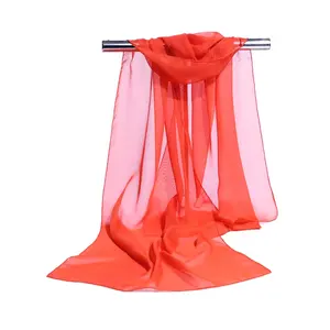 yiwu supplier wholesale cheap chiffon silk scarf georgette material small plain color silk scarf