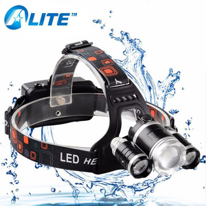 5000 Lumens 10W T6 + 2X R2 LED พลังงานสูงซูม DC แบบชาร์จไฟกลางแจ้งไฟหน้า