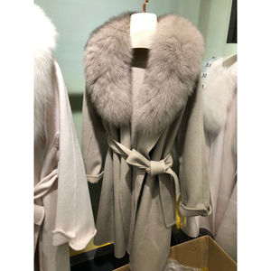 Mode Winter Warmer Pelzmantel Oberbekleidung Frauen Kaschmir Wolle Langer Mantel Mit Abnehmbarem Fox Pelz kragen - Product Image 5