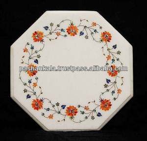 Haut de Table en marbre de forme octogonale, incrustation de Table, Art piectra - Product Image 1