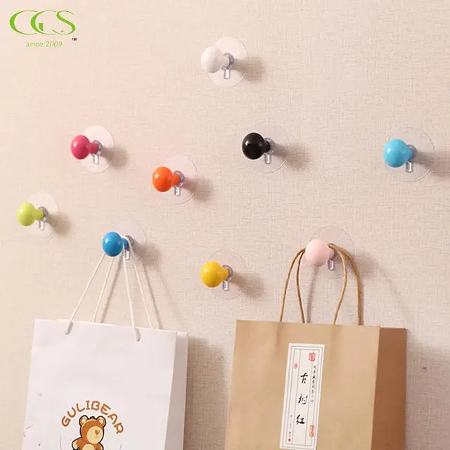 Nail Free Sticky Hanger ABS Plastic Mushroom Design Adhesive Hooks Reusable Utility Towel Bath Ceiling Hooks Kitchen Wall Hooks