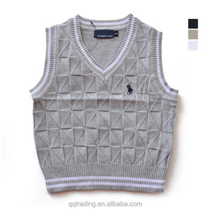 2017 Pas Cher Bébé Garçons Filles Tricot Col Bas Enfants <span class=keywords><strong>Pull</strong></span> Sans Manches Uniforme Scolaire Gilet Vêtements - Product Image 3