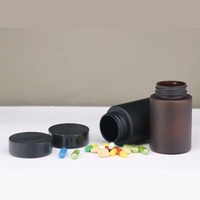 Capsule de médicament en plastique PET noir mat au toucher doux, bouteille de pilule de vitamine