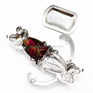 Chất Lượng Cao Thép Không Gỉ Hình Dạng Ếch Trà Infuser Lọc Trà Lọc Với Khay Nhỏ Giọt - Product Image 3