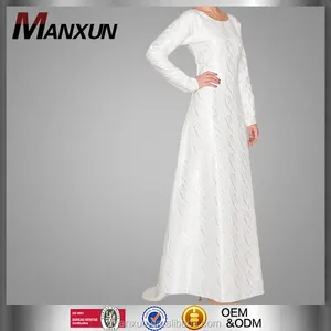 Muslim Long Maxi Dress Beautiful White Abaya 2016 New Fashion