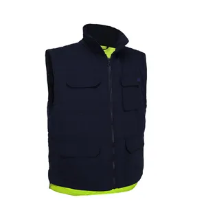 Reversible winter padded safety cheap hi vis men's reflective security vest