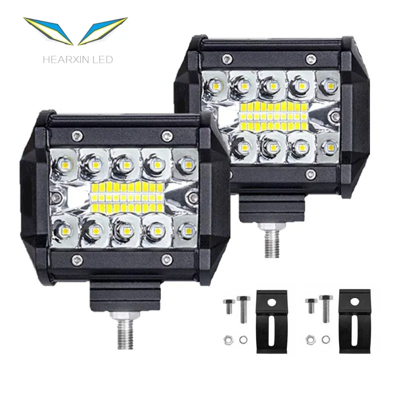 4x4 Fog Light Driving Light Lamp for Truck 12V Headlight for Boat 4 Inch 60W LED Work Light Bar Combo Offroad