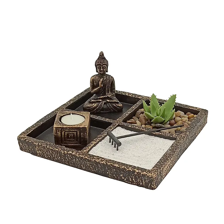 Estátua de buda da da minúsculo thai estatuetas de buda arte com suporte de vela jardim zen