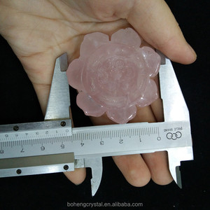 Talladas a mano natural Rose cuarzo cristal flor de loto adornos para la venta - Product Image 3