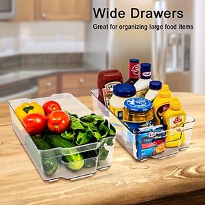 Set di 6 Organizzatori Trasparenti <span class=keywords><strong>per</strong></span> Cassetti, Dispensa e Frigorifero, Organizzatore <span class=keywords><strong>per</strong></span> <span class=keywords><strong>Frigo</strong></span>, Contenitori <span class=keywords><strong>per</strong></span> Conservazione in Frigorifero - Product Image 3