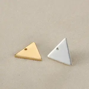 Blank customized style 12*13mm silver/gold color cheap wholesale stainless steel triangle charms for DIY jewelry making finding