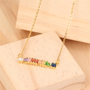 Daochong Custom Fashion New Design Summer Delicate Sparking Colorful Cubic Zirconia <strong>Rainbow</strong> <strong>Necklace</strong> - Product Image 2