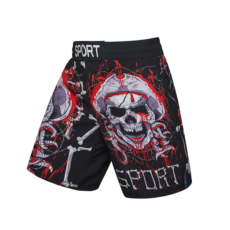 Best quality mma wear fabric new fashion men fighting boxing shorts Skull Board Shorts