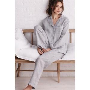2022 inverno all'ingrosso <span class=keywords><strong>donna</strong></span> 100% <span class=keywords><strong>lino</strong></span> due pezzi pantalone pigiameria <span class=keywords><strong>set</strong></span> pigiama - Product Image 1