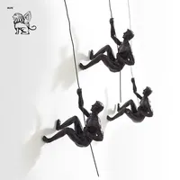 High Quality Resin Wall Hanging Decorative Art Fiberglass Climbing Man Sculpture with 75 cm Iron Wire RTSD-07