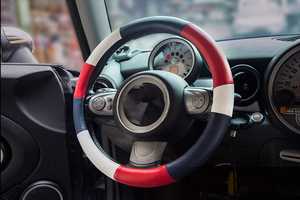 Personalizada de fábrica de dirección psiquiatra de cuero negro cubierta de la rueda de diy para mini cooper - Product Image 3