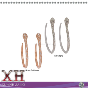 Grand Hoop boucles d'oreilles CZ hoops boucles d'oreilles Serpent CZ 925 <span class=keywords><strong>argent</strong></span> Creoles - Product Image 5