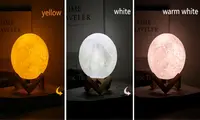 Room Dec 3 Color Tapping Control USB Rechargeable Luna moon led lamp 20cm