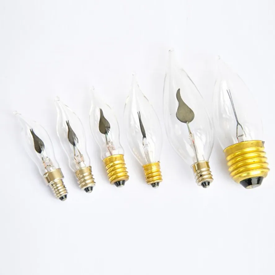 1 Watt 3 Watt 120v 220v Flicker Flame Light Bulb E12 E14 E26 E27 B22 Base Candle Shaped Flame Bulbs C7 C9 C18 C25 C30 C32 C35