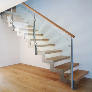 Escalier droit en acier et bois pour l'intérieur, cm, avec Design de balustrade en verre, justaucorps - Product Image 2