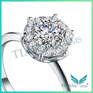 Blanc Ruban De Mariage Anneaux 10 Coeurs et Flèches VVS1 EF 1 Carat Moissanite Bagues de Fiançailles pour <span class=keywords><strong>les</strong></span> Femmes - Product Image 3
