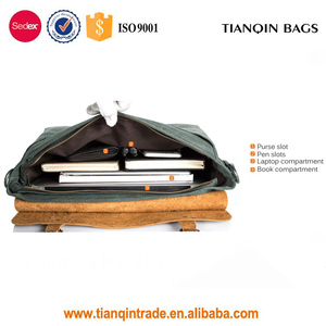 Borsa a Tracolla da Uomo Vintage in Tela per Laptop, Adatta per Portatili fino a 13,3 Pollici (Verde Corallo) - Product Image 5